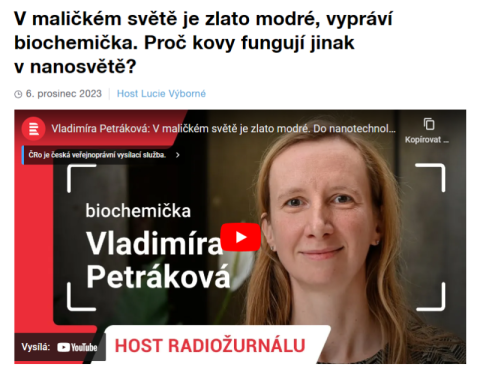 Radiožurnál: Vladimíra Petráková - Proč kovy fungují jinak v nanosvětě? Radiožurnál: Vladimíra Petráková - Proč kovy fungují jinak v nanosvětě?